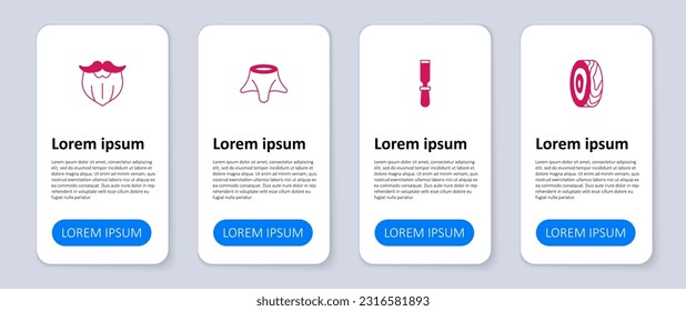 Set Tree rings, Chisel tool, stump and Mustache and beard. Business infographic template. Vector