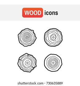Set tree rings icons vector illustration. Wood rings icons