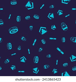 Set Tree rings, Lumberjack, Wooden logs and Chisel tool on seamless pattern. Vector