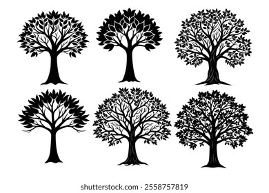 set of tree silhouelle vector illustration