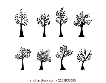 Set of Tree Silhouette Illustrations