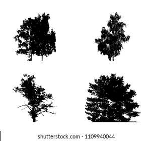 Set of Tree Silhouette Isolated on White Backgorund. Vecrtor Illustration. EPS10