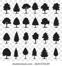 Set of tree silhouette vector