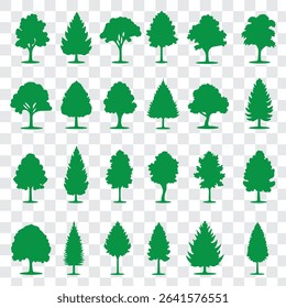 Set of tree silhouette vector