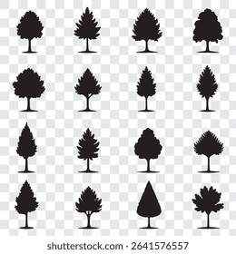 Set of tree silhouette vector