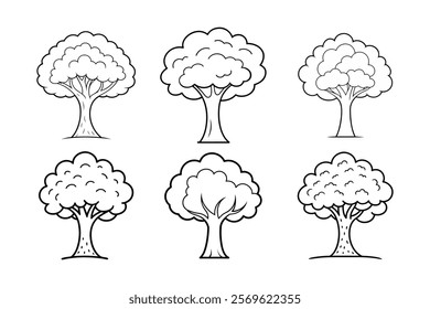 Set of tree silhouette vector illustration