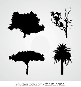 Set of tree Silhouette vector. Premium vector