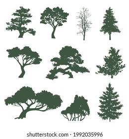 Set of tree silhouettes (10 pieces)