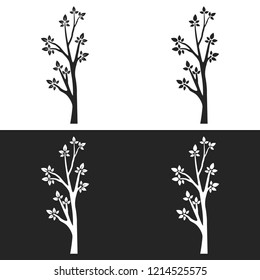 Set of tree silhouettes with branches