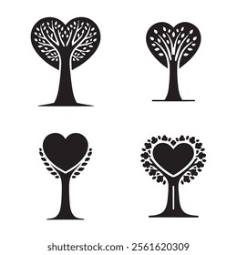 set of tree silhouettes on white background. Vector eps illustration editable icons.