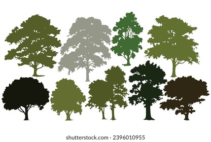 Set of tree silhouettes, trees, Vector, Eps