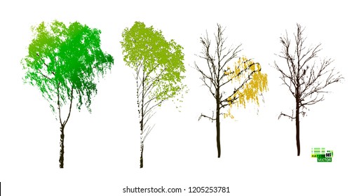 Set of tree silhouettes. Vector