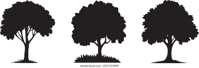 set of tree silhouettes vector art