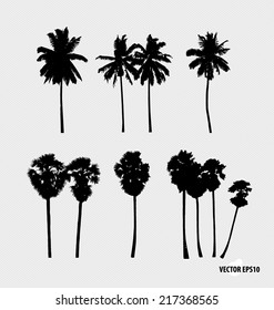 Set of tree silhouettes. Vector illustration. 