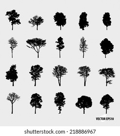 Set of tree silhouettes. Vector illustration.