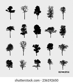 Set of tree silhouettes. Vector illustration.