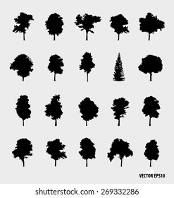 Set of tree silhouettes. Vector illustration.