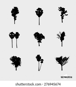 Set of tree silhouettes. Vector illustration.