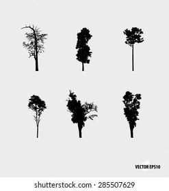 Set of tree silhouettes. Vector illustration.