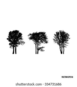 Set of tree silhouettes. Vector illustration.