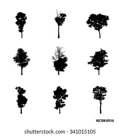 Set of tree silhouettes. Vector illustration.