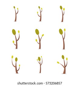 Set of tree at spring collection stock