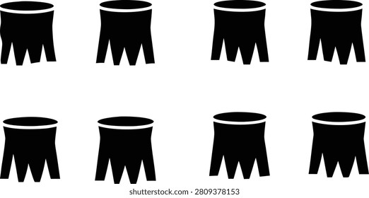 set of Tree stump wood base silhouette vector