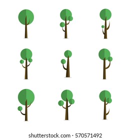 Set of tree style collection vector art