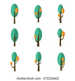 Set of tree style various collection vector art