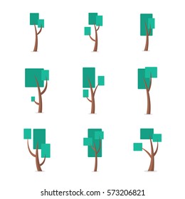 Set of tree style various vector illustration collection