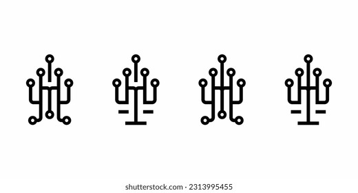 set of tree tech micro data logo designs icon vector EPS 10.