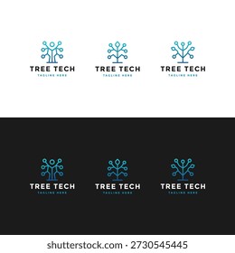 Set of tree technology logo design template