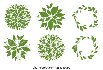 set of tree top view and frames for you design. Vector illustration