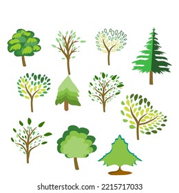 Conjunto de árbol. Usar esto en su diseño puede usar para logotipo, afiche, etc