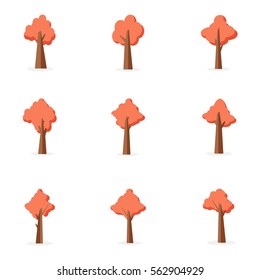 Set of tree various collection vector art