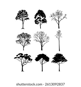 A set of tree vector art illustration