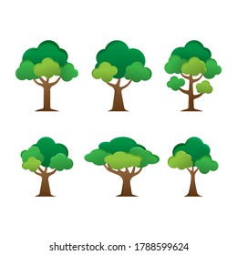 Set of Tree vector design illustration. Nature Tree vector in flat design style for decorative background graphic element. Simple Tree icon, logo, sign and symbol vector illustration.
