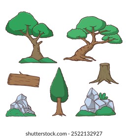 Conjunto de Ilustración vectorial de árbol