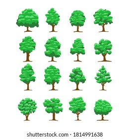 set of tree vector illustration. good for nature or landscape design template. simple flat design with green color schemes