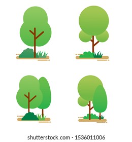 Set of tree vector illustration isolated on white background 
