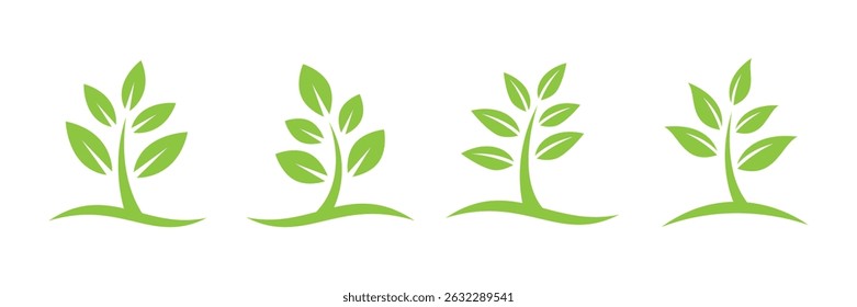 Conjunto de Ilustración vectorial de árbol. Diseño de logotipo de árbol