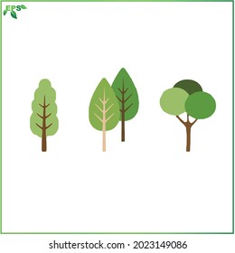 set of tree vector illustrations with flat design concept