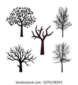 Set of Tree Vector Silhouette.