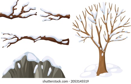 Set of tree in the winter time illustration