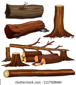 A Set of Tree Wood illustration