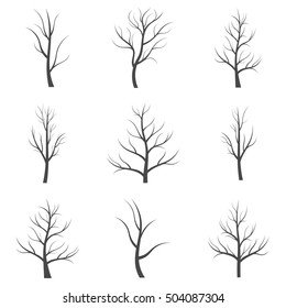 Set of trees. Abstract image - a silhouette of a lonely tree