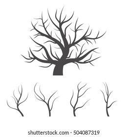 Set of trees. Abstract image - a silhouette of a lonely tree