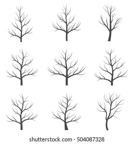 Set of trees. Abstract image - a silhouette of a lonely tree