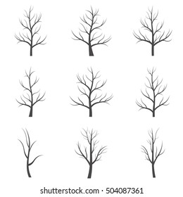 Set of trees. Abstract image - a silhouette of a lonely tree