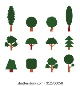 Set of Trees. Collection of Design Elements. Icons Set. Vector